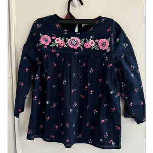 Abercrombie Kids Girls Navy Blue floral Top 100% Cotton Size 11/12